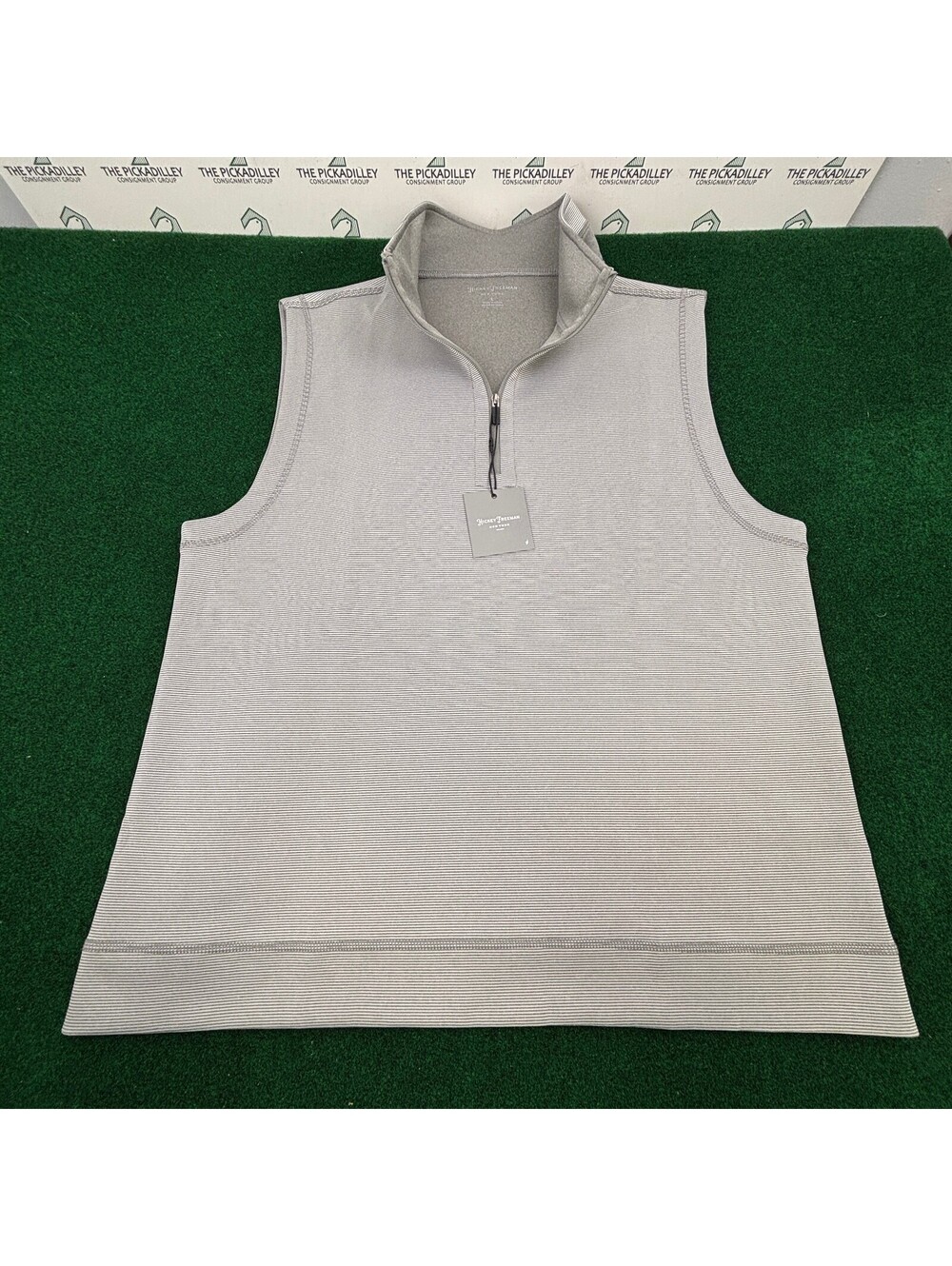 NWT Hickey Freeman gray quarter zip vest size Large